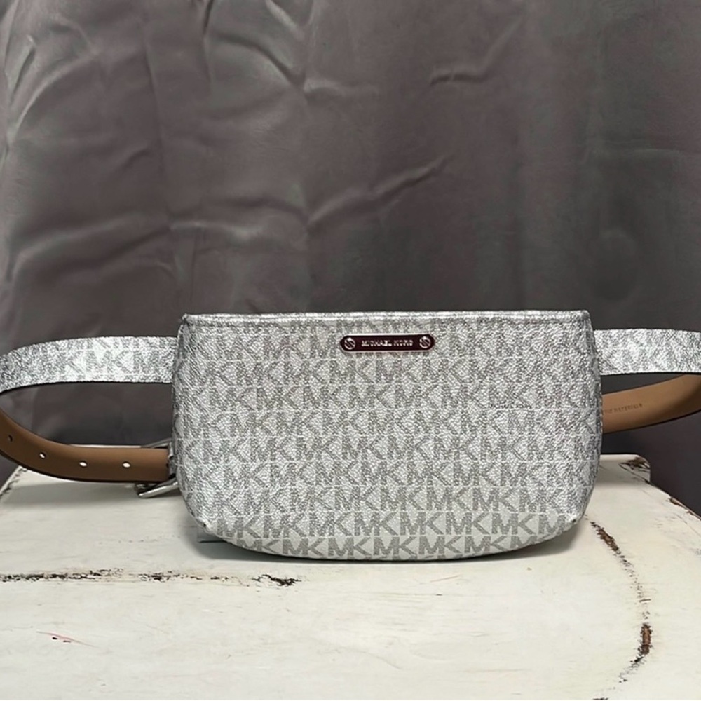 Michael Kors Silver Monogram Crossbody Bag